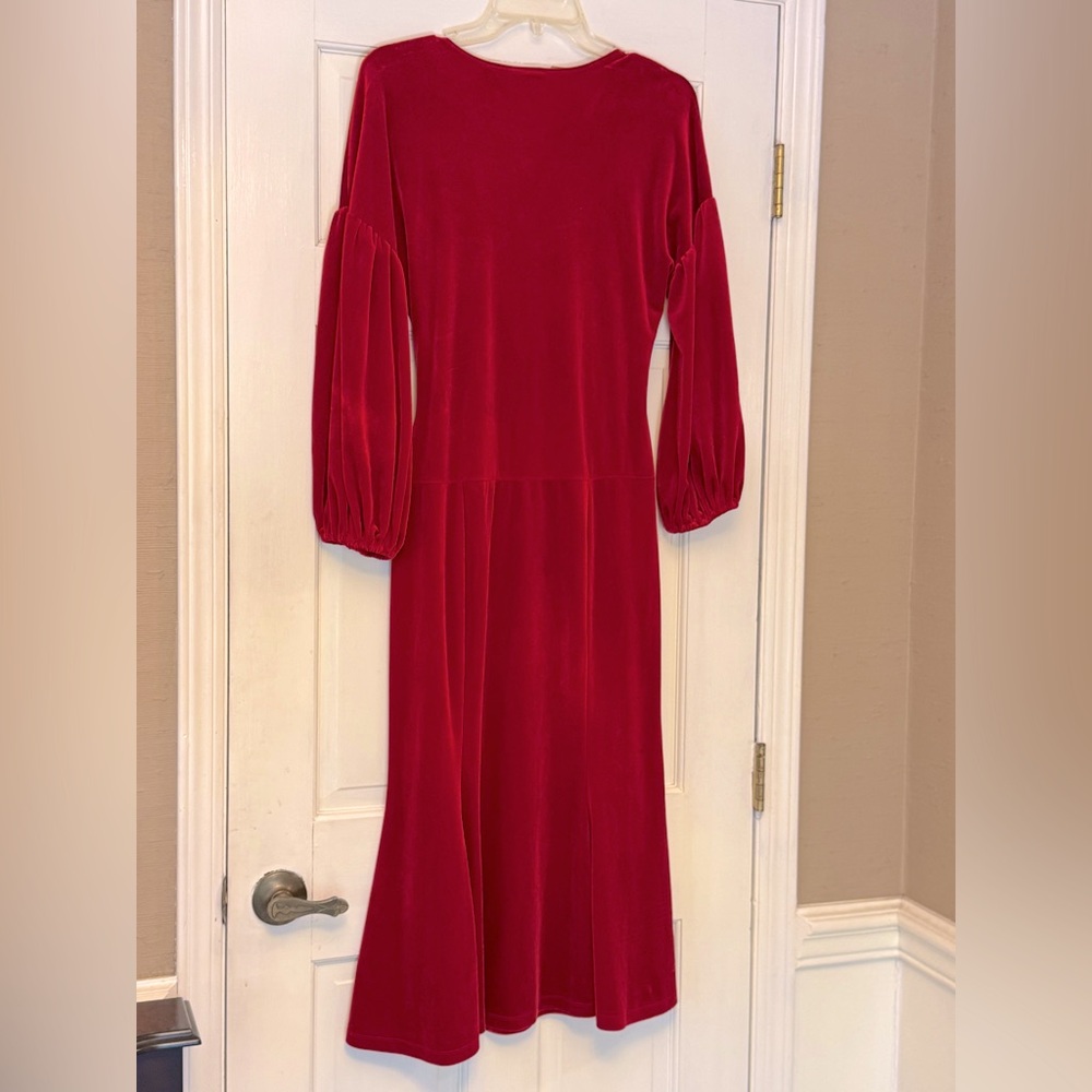 Newport News Elegant Red Long Sleeve Dress - Picture 2 of 6